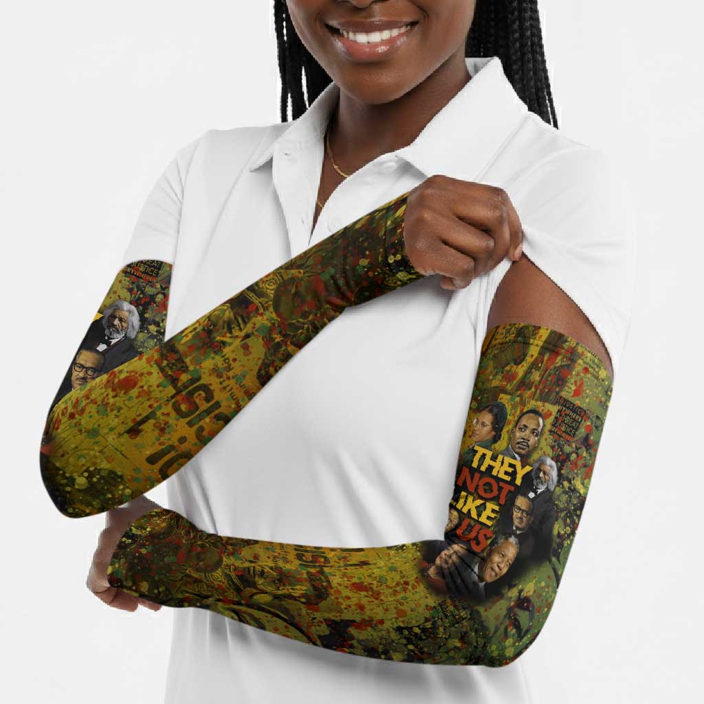 Black History Portrait Collage Arm Sleeves Africa Empowering They Not Like Us Quote in Grunge Paint - Wonder Print Shop
