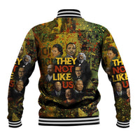 Black History Portrait Collage Baseball Jacket Africa Empowering They Not Like Us Quote in Grunge Paint - Wonder Print Shop