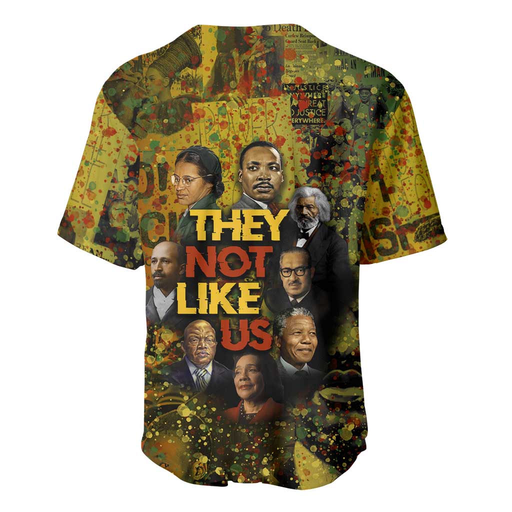 Black History Portrait Collage Baseball Jersey Africa Empowering They Not Like Us Quote in Grunge Paint - Wonder Print Shop