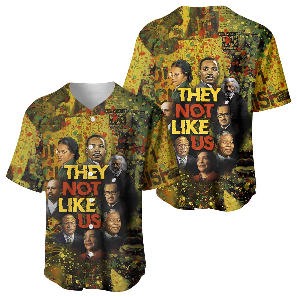 Black History Portrait Collage Baseball Jersey Africa Empowering They Not Like Us Quote in Grunge Paint - Wonder Print Shop