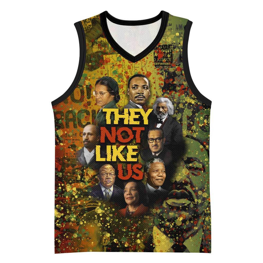 Black History Portrait Collage Basketball Jersey Africa Empowering They Not Like Us Quote in Grunge Paint - Wonder Print Shop