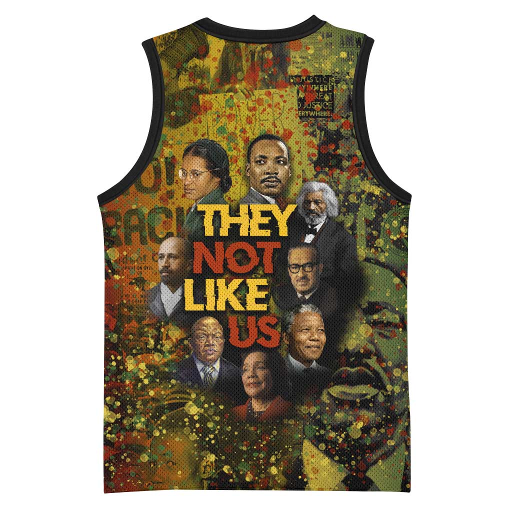 Black History Portrait Collage Basketball Jersey Africa Empowering They Not Like Us Quote in Grunge Paint - Wonder Print Shop