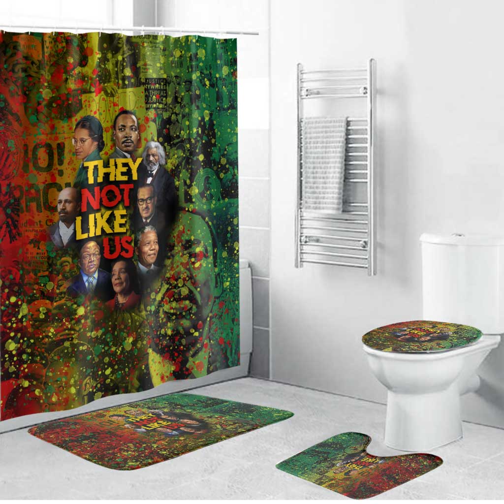 Black History Portrait Collage Bathroom Set Africa Empowering They Not Like Us Quote in Grunge Paint - Wonder Print Shop