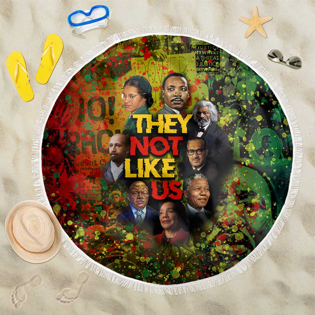 Black History Portrait Collage Beach Blanket Africa Empowering They Not Like Us Quote in Grunge Paint - Wonder Print Shop