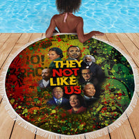 Black History Portrait Collage Beach Blanket Africa Empowering They Not Like Us Quote in Grunge Paint - Wonder Print Shop