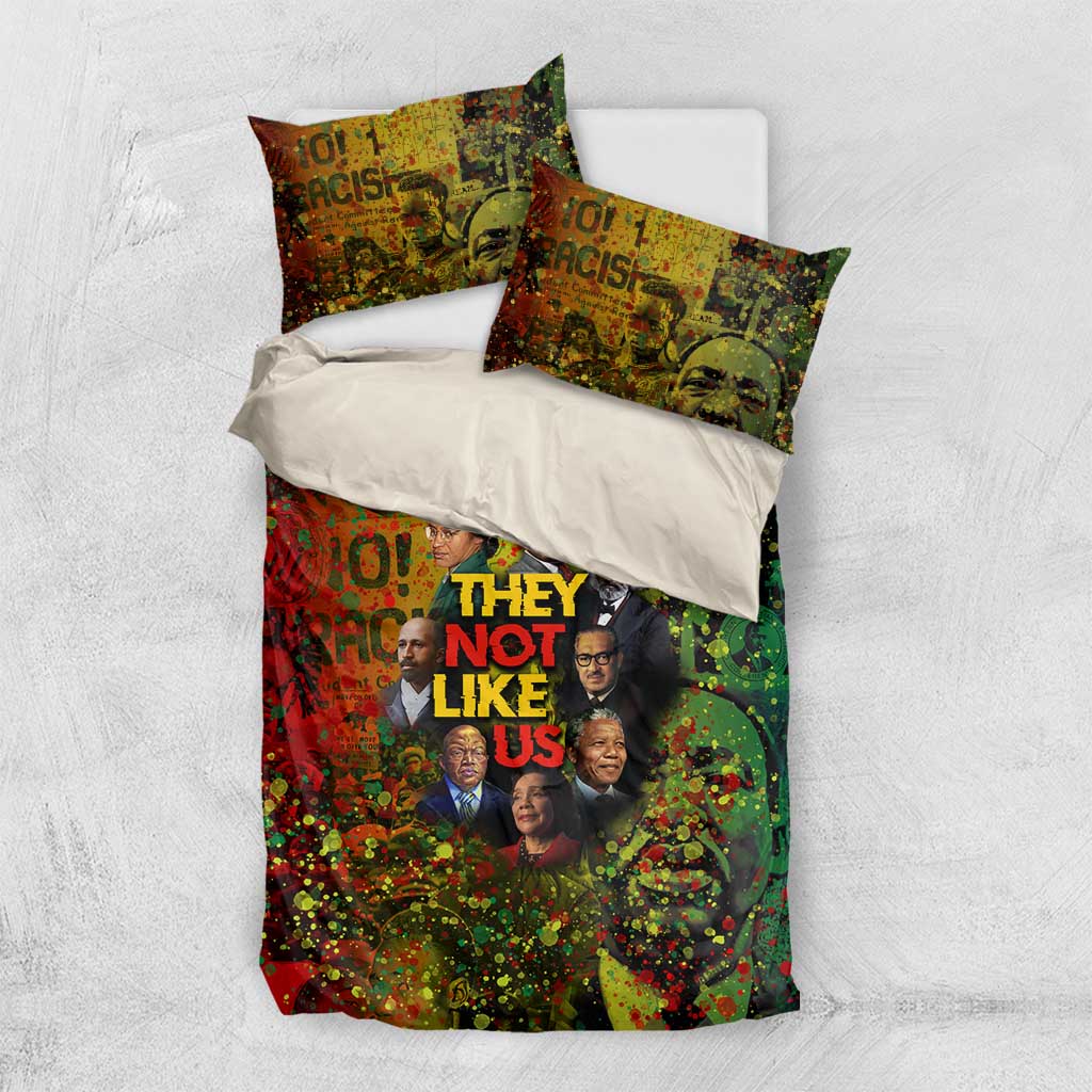 Black History Portrait Collage Bedding Set Africa Empowering They Not Like Us Quote in Grunge Paint - Wonder Print Shop