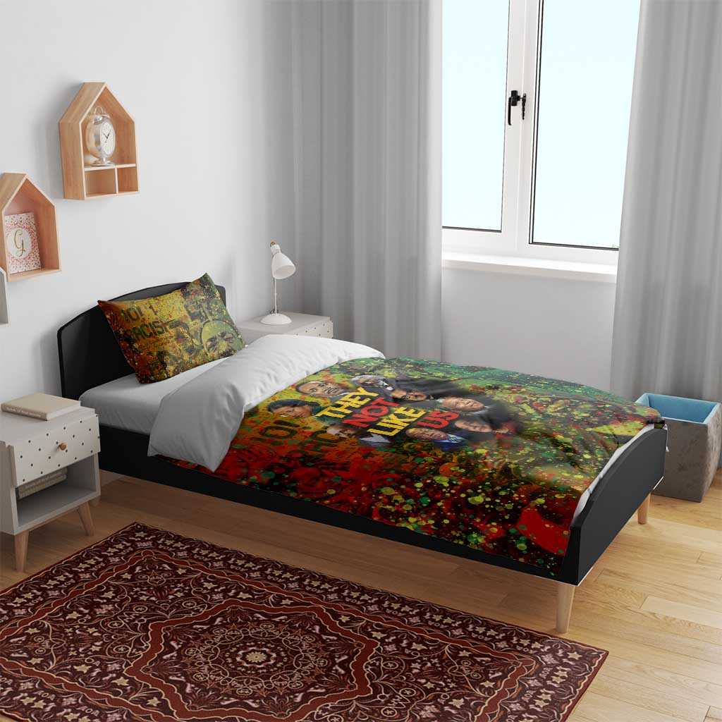 Black History Portrait Collage Bedding Set Africa Empowering They Not Like Us Quote in Grunge Paint - Wonder Print Shop