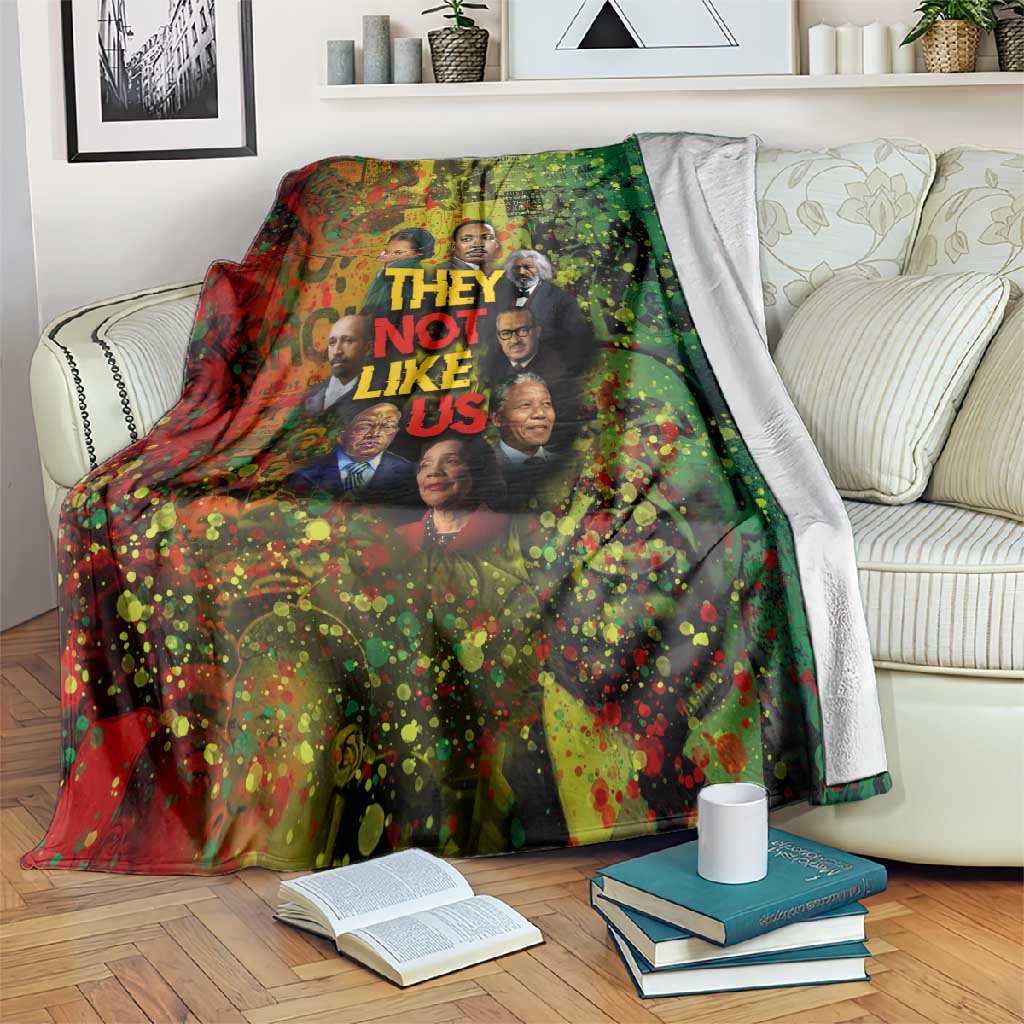 Black History Portrait Collage Blanket Africa Empowering They Not Like Us Quote in Grunge Paint - Wonder Print Shop