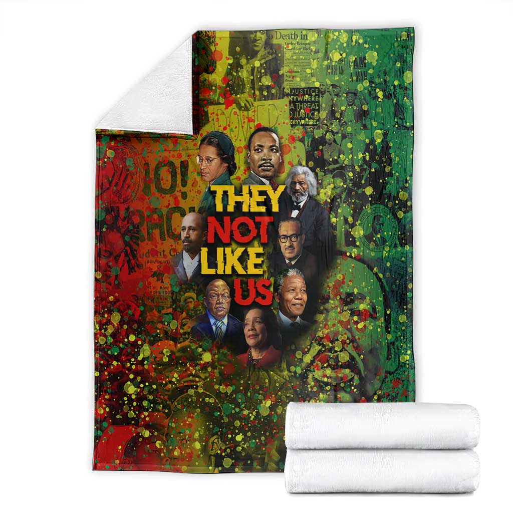 Black History Portrait Collage Blanket Africa Empowering They Not Like Us Quote in Grunge Paint - Wonder Print Shop