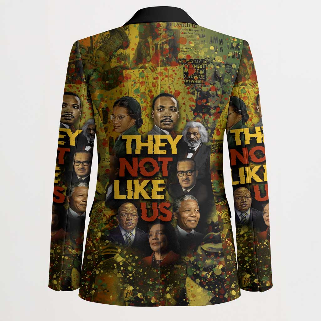 Black History Portrait Collage Blazer Africa Empowering They Not Like Us Quote in Grunge Paint - Wonder Print Shop