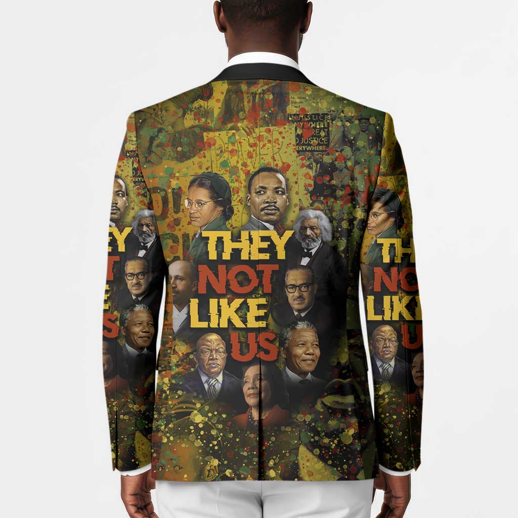 Black History Portrait Collage Blazer Africa Empowering They Not Like Us Quote in Grunge Paint - Wonder Print Shop