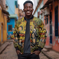 Black History Portrait Collage Bomber Jacket Africa Empowering They Not Like Us Quote in Grunge Paint - Wonder Print Shop