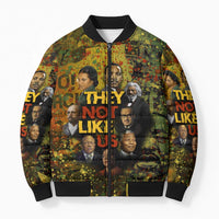 Black History Portrait Collage Bomber Puffer Jacket Africa Empowering They Not Like Us Quote in Grunge Paint - Wonder Print Shop