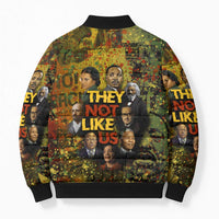 Black History Portrait Collage Bomber Puffer Jacket Africa Empowering They Not Like Us Quote in Grunge Paint - Wonder Print Shop