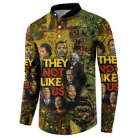 Black History Portrait Collage Button Sweatshirt Africa Empowering They Not Like Us Quote in Grunge Paint