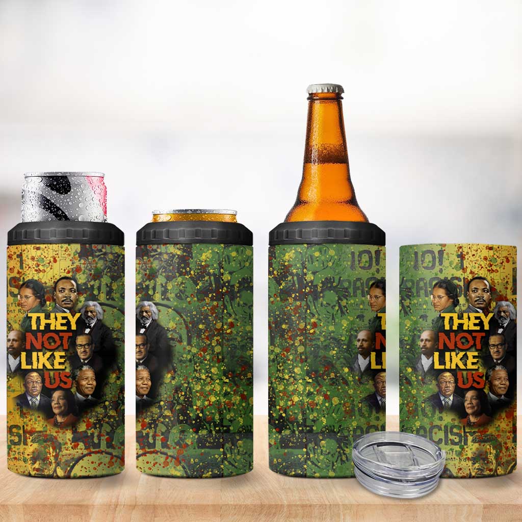 Black History Portrait Collage 4 in 1 Can Cooler Tumbler Africa Empowering They Not Like Us Quote in Grunge Paint - Wonder Print Shop