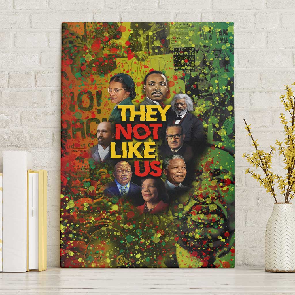 Black History Portrait Collage Canvas Wall Art Africa Empowering They Not Like Us Quote in Grunge Paint - Wonder Print Shop