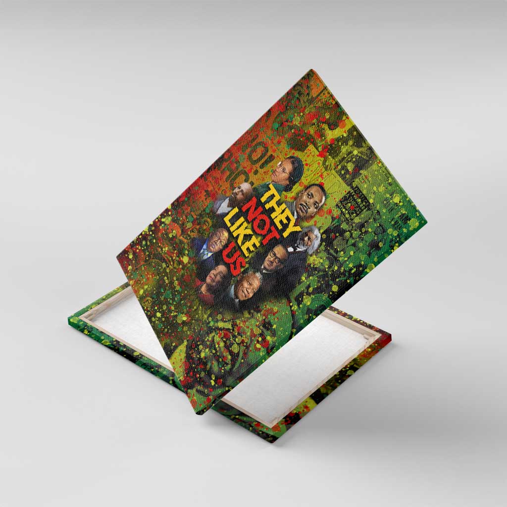 Black History Portrait Collage Canvas Wall Art Africa Empowering They Not Like Us Quote in Grunge Paint - Wonder Print Shop
