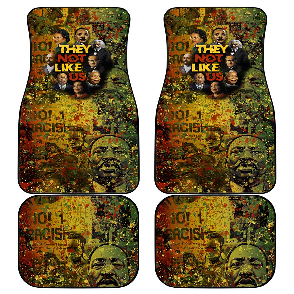 Black History Portrait Collage Car Mats Africa Empowering They Not Like Us Quote in Grunge Paint - Wonder Print Shop