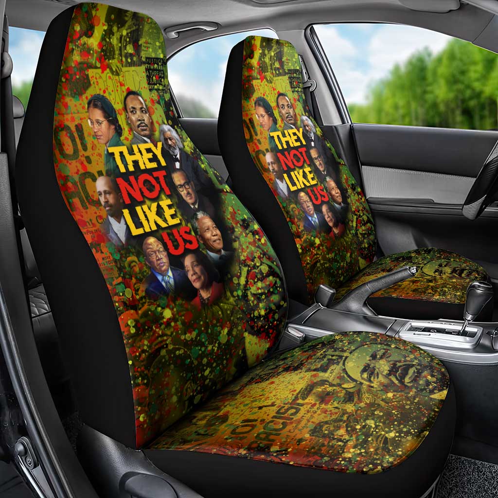 Black History Portrait Collage Car Seat Cover Africa Empowering They Not Like Us Quote in Grunge Paint - Wonder Print Shop