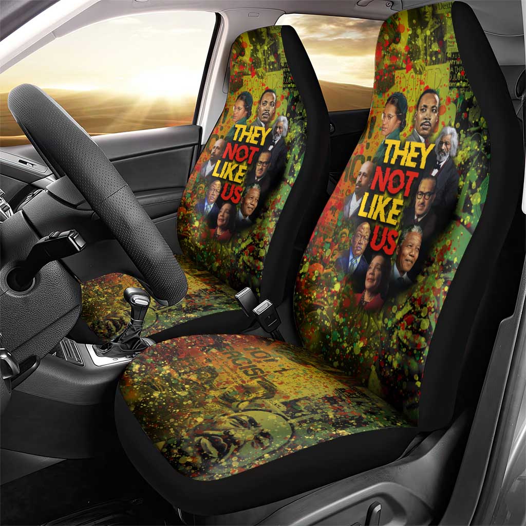 Black History Portrait Collage Car Seat Cover Africa Empowering They Not Like Us Quote in Grunge Paint - Wonder Print Shop