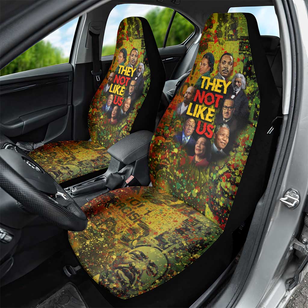 Black History Portrait Collage Car Seat Cover Africa Empowering They Not Like Us Quote in Grunge Paint - Wonder Print Shop