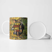 Black History Portrait Collage Ceramic Mug Africa Empowering They Not Like Us Quote in Grunge Paint - Wonder Print Shop