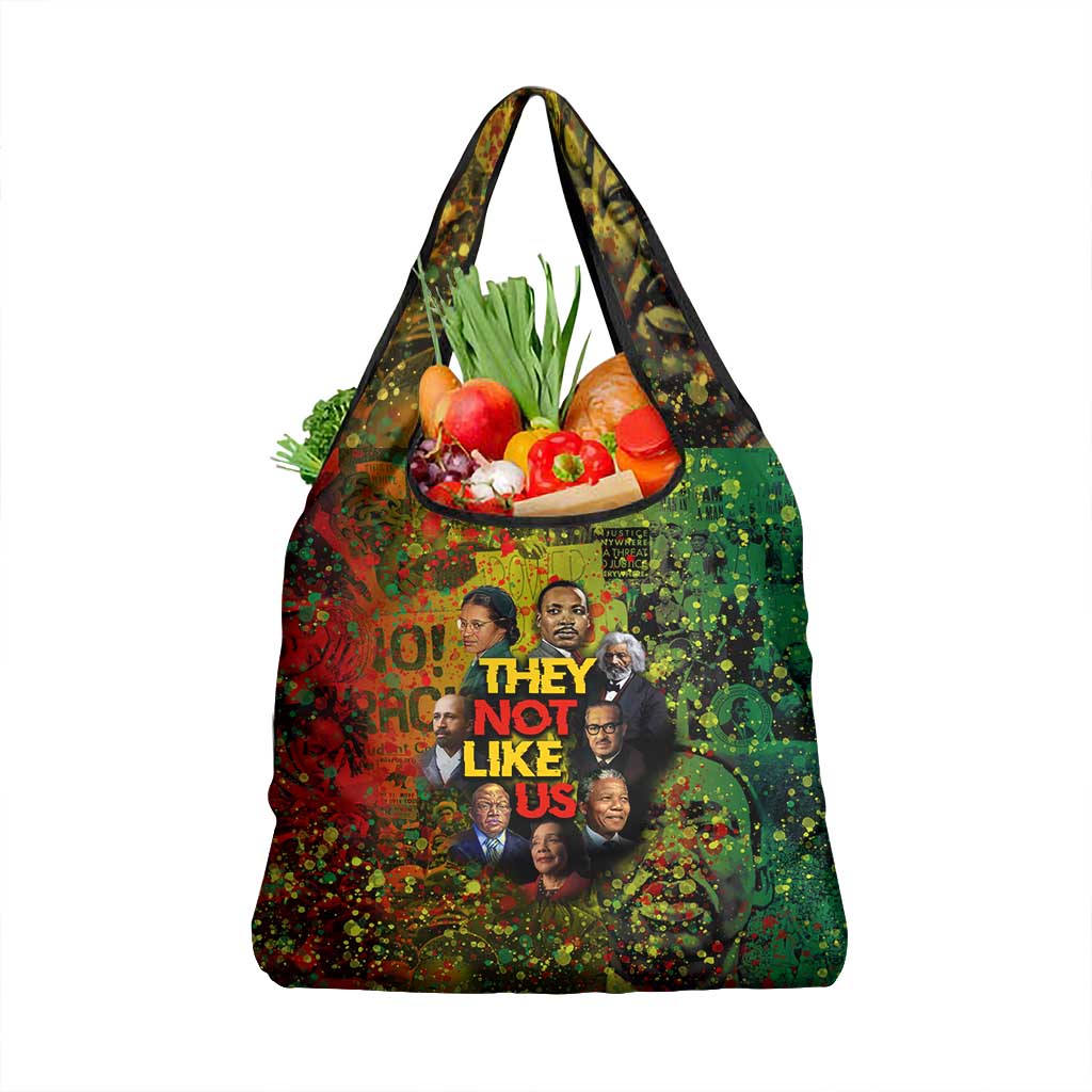 Black History Portrait Collage Grocery Bag Africa Empowering They Not Like Us Quote in Grunge Paint - Wonder Print Shop