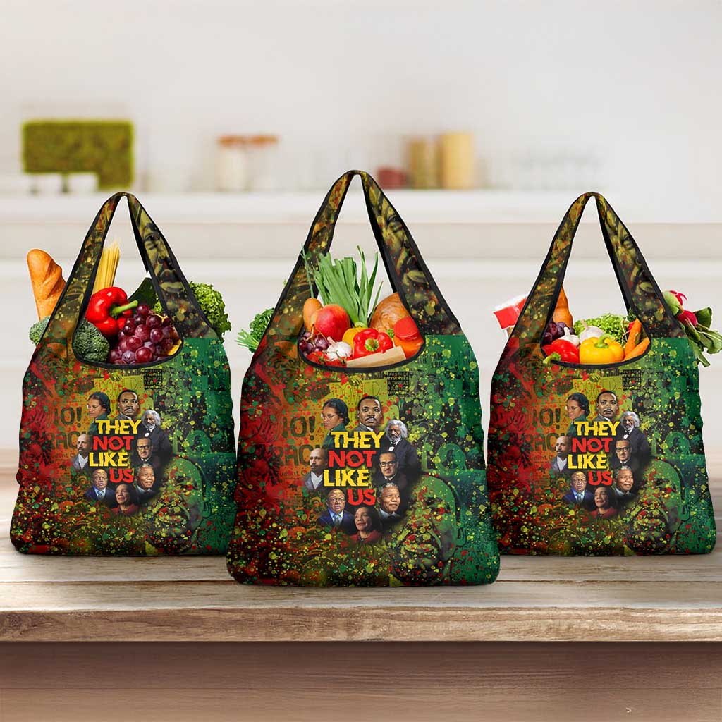 Black History Portrait Collage Grocery Bag Africa Empowering They Not Like Us Quote in Grunge Paint - Wonder Print Shop