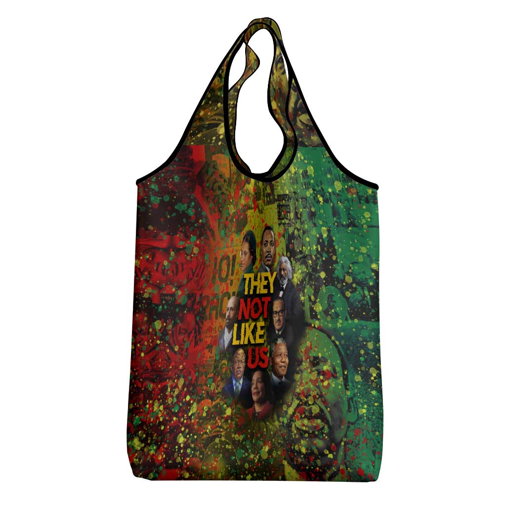 Black History Portrait Collage Grocery Bag Africa Empowering They Not Like Us Quote in Grunge Paint - Wonder Print Shop