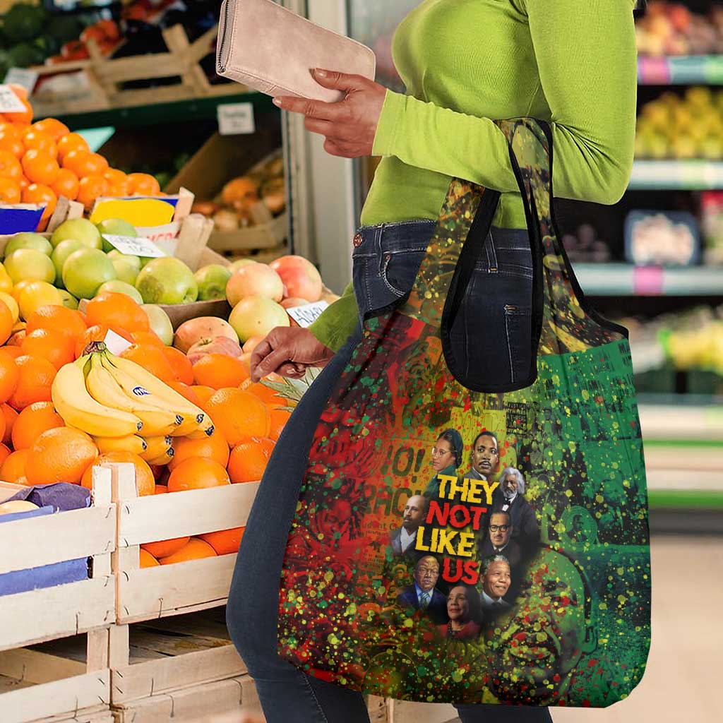 Black History Portrait Collage Grocery Bag Africa Empowering They Not Like Us Quote in Grunge Paint - Wonder Print Shop