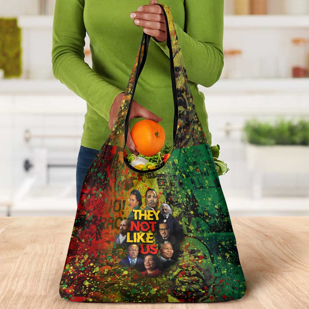 Black History Portrait Collage Grocery Bag Africa Empowering They Not Like Us Quote in Grunge Paint - Wonder Print Shop