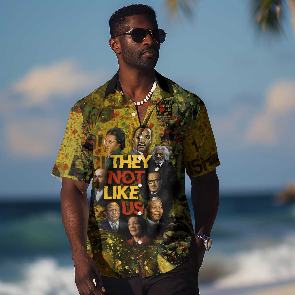 Black History Portrait Collage Hawaiian Shirt Africa Empowering They Not Like Us Quote in Grunge Paint - Wonder Print Shop