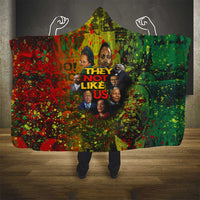 Black History Portrait Collage Hooded Blanket Africa Empowering They Not Like Us Quote in Grunge Paint - Wonder Print Shop