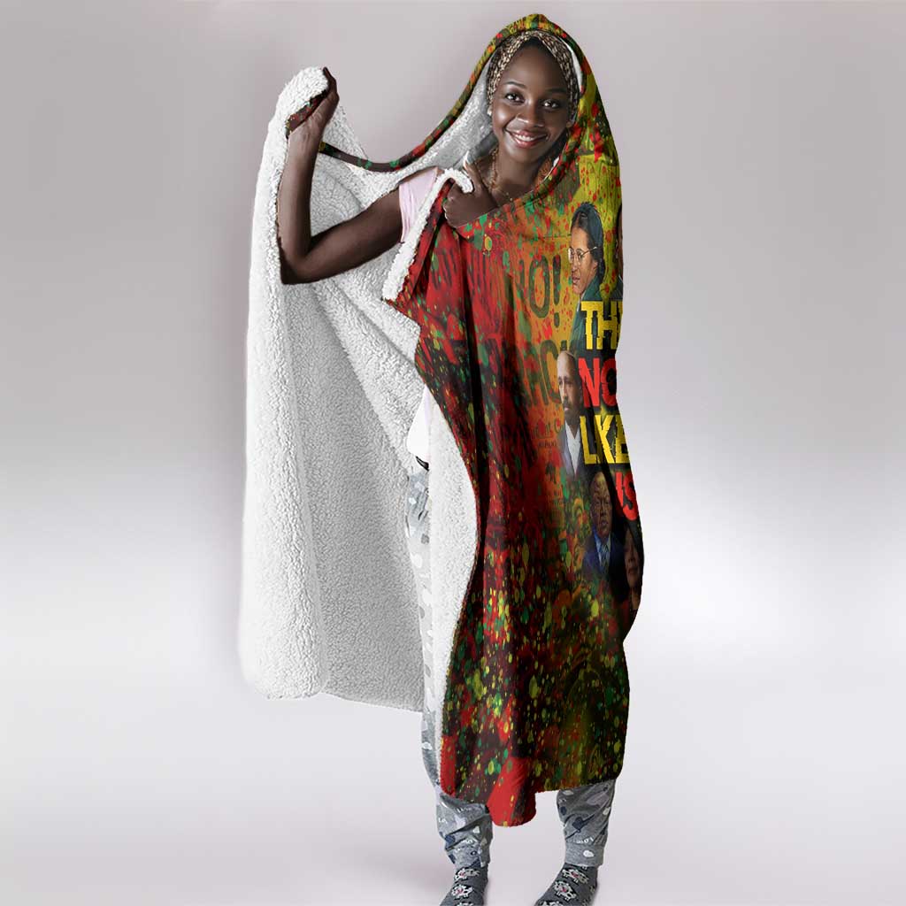 Black History Portrait Collage Hooded Blanket Africa Empowering They Not Like Us Quote in Grunge Paint - Wonder Print Shop