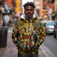 Black History Portrait Collage Hoodie Africa Empowering They Not Like Us Quote in Grunge Paint - Wonder Print Shop