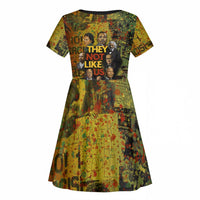 Black History Portrait Collage Kid Short Sleeve Dress Africa Empowering They Not Like Us Quote in Grunge Paint - Wonder Print Shop