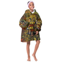 Black History Portrait Collage Kid Wearable Blanket Hoodie Africa Empowering They Not Like Us Quote in Grunge Paint - Wonder Print Shop