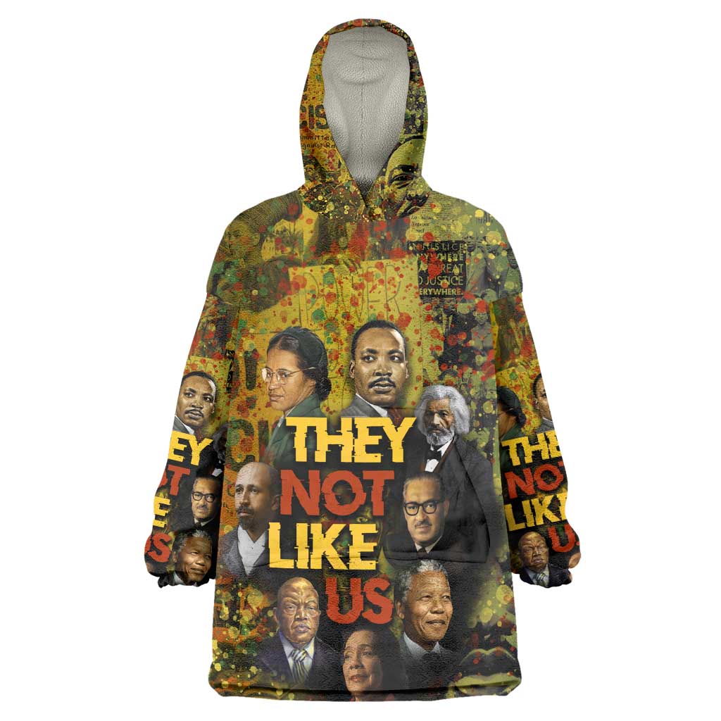 Black History Portrait Collage Kid Wearable Blanket Hoodie Africa Empowering They Not Like Us Quote in Grunge Paint - Wonder Print Shop