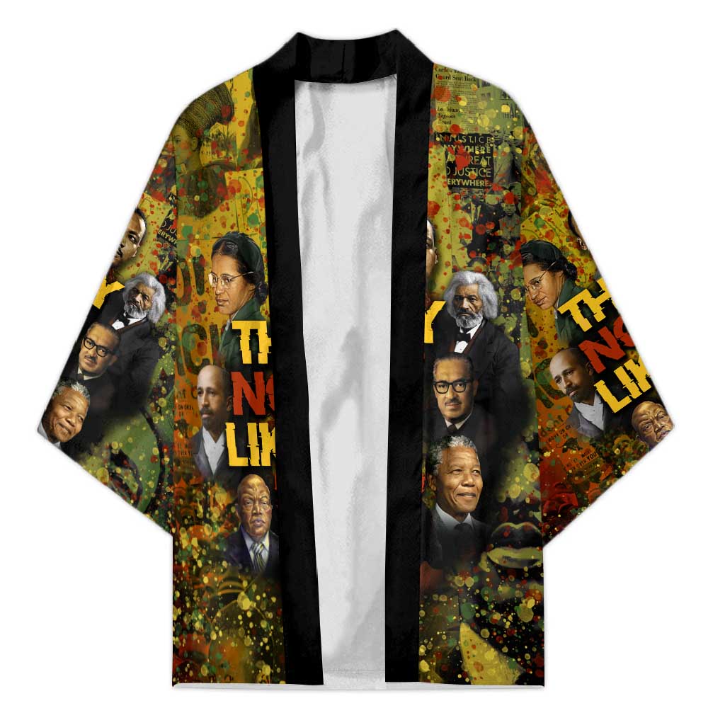 Black History Portrait Collage Kimono Africa Empowering They Not Like Us Quote in Grunge Paint - Wonder Print Shop