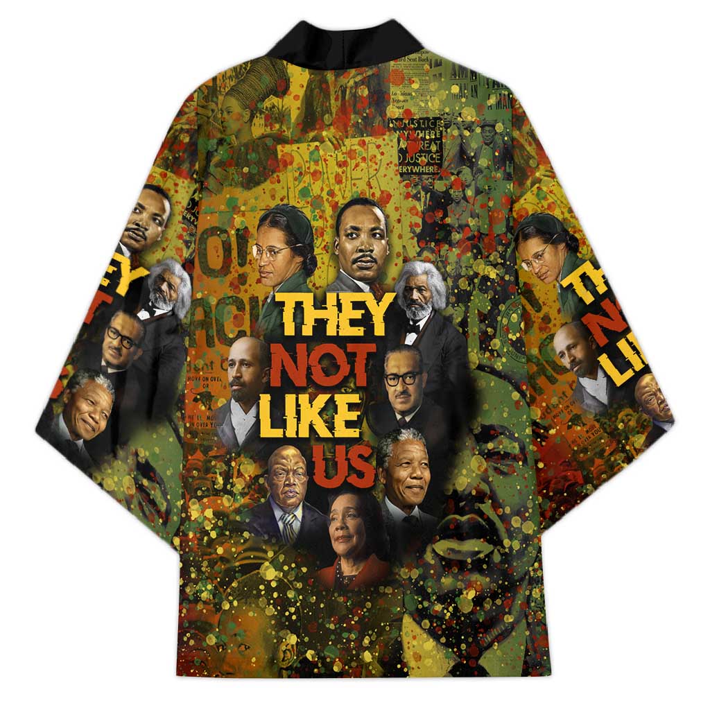 Black History Portrait Collage Kimono Africa Empowering They Not Like Us Quote in Grunge Paint - Wonder Print Shop