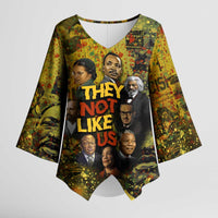 Black History Portrait Collage Kimono Sleeve Blouse Africa Empowering They Not Like Us Quote in Grunge Paint - Wonder Print Shop