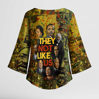 Black History Portrait Collage Kimono Sleeve Blouse Africa Empowering They Not Like Us Quote in Grunge Paint - Wonder Print Shop