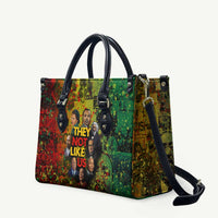Black History Portrait Collage Leather Bag Africa Empowering They Not Like Us Quote in Grunge Paint - Wonder Print Shop