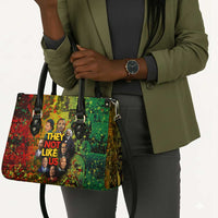 Black History Portrait Collage Leather Bag Africa Empowering They Not Like Us Quote in Grunge Paint - Wonder Print Shop