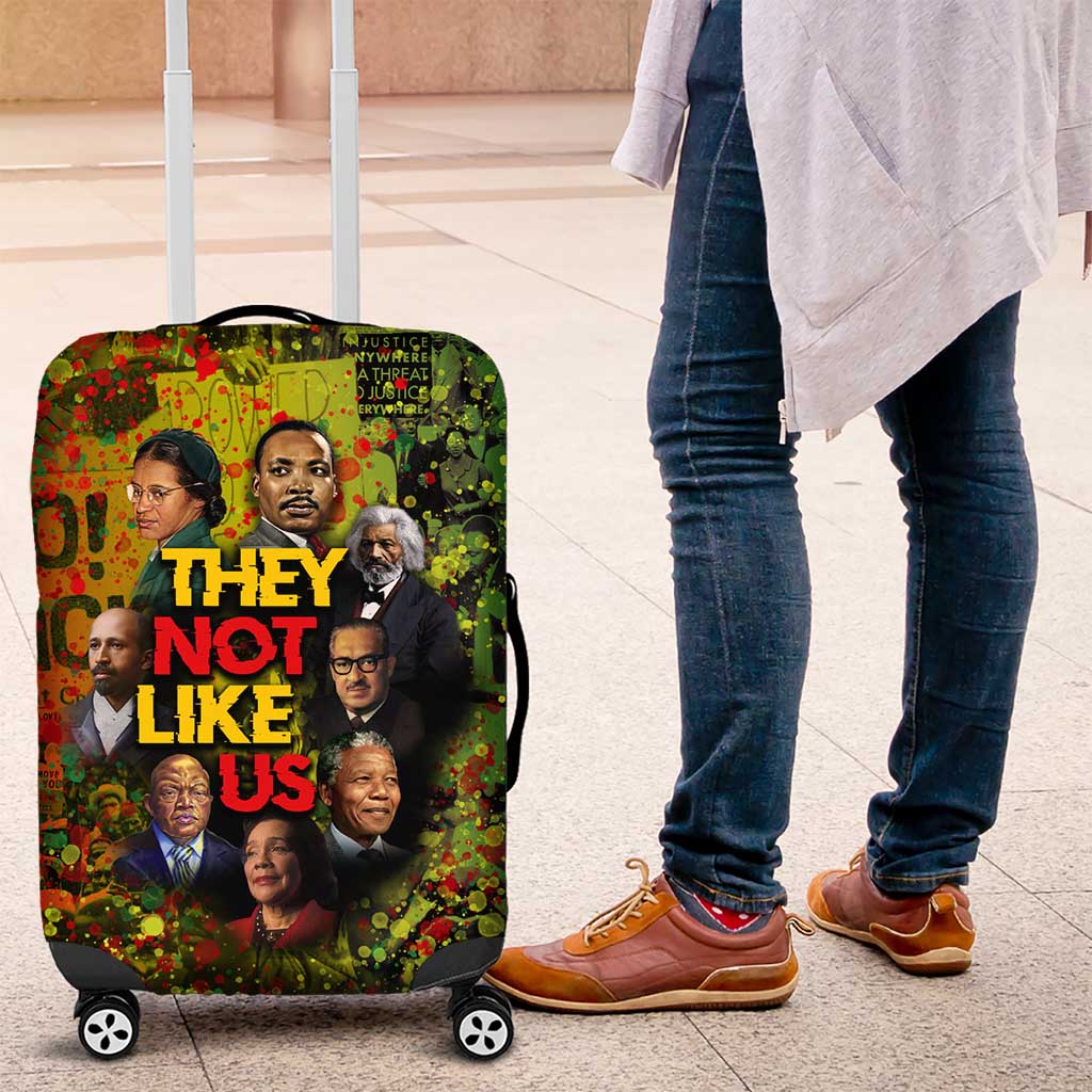 Black History Portrait Collage Luggage Cover Africa Empowering They Not Like Us Quote in Grunge Paint - Wonder Print Shop