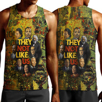 Black History Portrait Collage Men Tank Top Africa Empowering They Not Like Us Quote in Grunge Paint - Wonder Print Shop