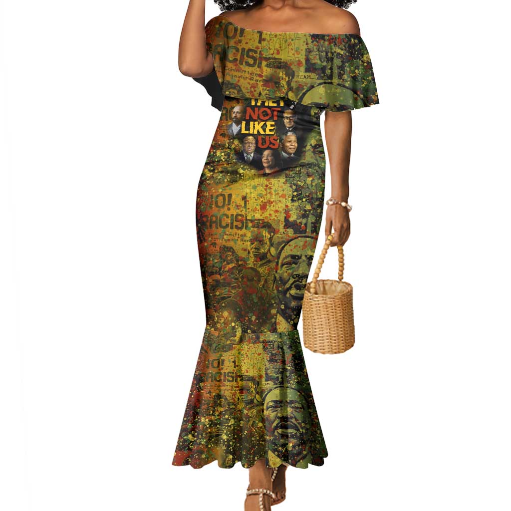 Black History Portrait Collage Mermaid Dress Africa Empowering They Not Like Us Quote in Grunge Paint - Wonder Print Shop