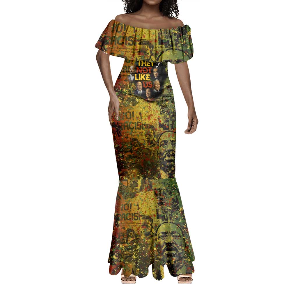 Black History Portrait Collage Mermaid Dress Africa Empowering They Not Like Us Quote in Grunge Paint - Wonder Print Shop