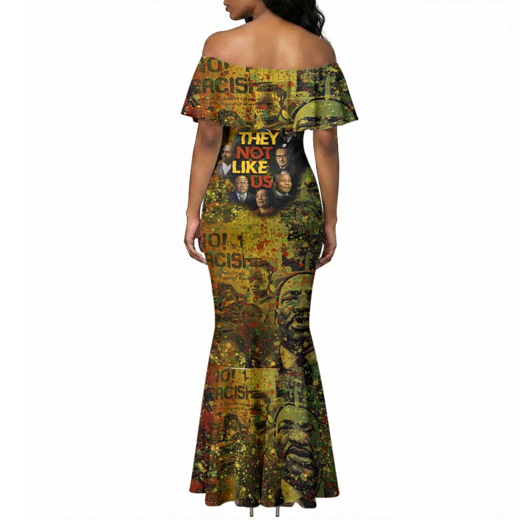 Black History Portrait Collage Mermaid Dress Africa Empowering They Not Like Us Quote in Grunge Paint - Wonder Print Shop